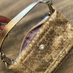 AUTHENTIC Tan/Gold COACH Lurex Top Handle